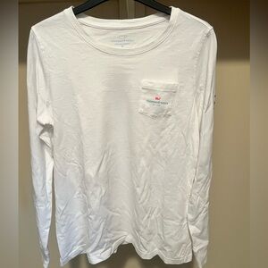 Vineyard Vines White Pocket Tee with Pink Whale